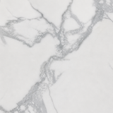 Tavolo 160x90 con piano in ceramica effetto marmo bianco gambe bianche - ATLAS