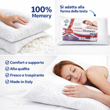 Coppia Guanciale Fiocco di Memory 100% Antiacaro e Anallergici Altezza 15 - Made in Italy