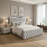 Letto Matrimoniale Contenitore 160x200 in Velluto Grigio con Swarovski - Nexo