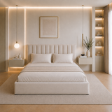 Letto Matrimoniale Contenitore 160x200 in Velluto Beige - Althea