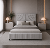 Letto Matrimoniale Contenitore 160x200 in Velluto Grigio - Aurora Prestige