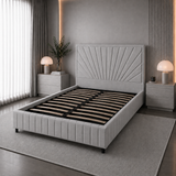 Letto Matrimoniale Contenitore 160x200 in Velluto Grigio - Aurora Prestige