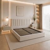 Letto Matrimoniale Contenitore 160x200 in Velluto Beige - Althea