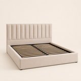 Letto Matrimoniale Contenitore 160x200 in Velluto Beige - Althea