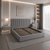 Letto Matrimoniale Contenitore 160x200 in Velluto Grigio - Althea