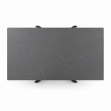 Tavolo 160x90 con piano in ceramica effetto marmo nero e gambe nere - ECLIPSE