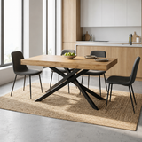Tavolo da Pranzo Allungabile in Rovere e Metallo Nero – Design Moderno