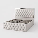 Letto Matrimoniale Contenitore 160x200 in Velluto Grigio con Swarovski - Nexo
