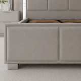 Letto Matrimoniale Contenitore 160x200 in Velluto Grigio e Piedini Argento - Cubo Luxury