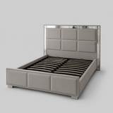 Letto Matrimoniale Contenitore 160x200 in Velluto Grigio e Piedini Argento - Cubo Luxury