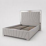 Letto Matrimoniale Contenitore 160x200 in Velluto Grigio e Piedini Argento - Imperial