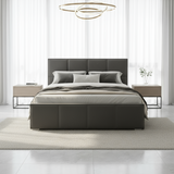 Letto Matrimoniale Contenitore 160x200 in Velluto Grigio e Piedini argento - Cubo