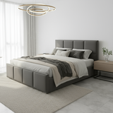 Letto Matrimoniale Contenitore 160x200 in Velluto Grigio e Piedini argento - Cubo