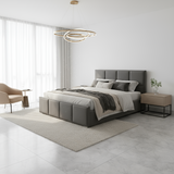 Letto Matrimoniale Contenitore 160x200 in Velluto Grigio e Piedini argento - Cubo