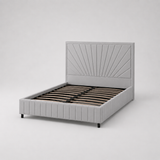 Letto Matrimoniale Contenitore 160x200 in Velluto Grigio - Aurora Prestige