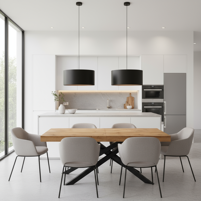Tavolo da Pranzo Allungabile in Rovere e Metallo – Design Moderno