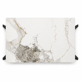 Tavolo 160x90 con piano in ceramica effetto marmo Bianco gambe Nere - OBSIDIAN