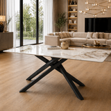 Tavolo 160x90 con piano in ceramica effetto marmo Bianco gambe Nere - OBSIDIAN