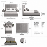 Letto Matrimoniale Contenitore 160x200 in Velluto Grigio - Althea