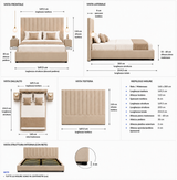 Letto Matrimoniale Contenitore 160x200 in Velluto Beige - Althea