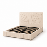 Letto Matrimoniale Contenitore 160x200 in Velluto Beige - Aurora Prestige