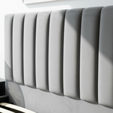 Letto Matrimoniale 160-200 in Velluto Grigio e Piedini Argento - Yaki