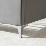 Letto Matrimoniale 160-200 in Velluto Grigio e Piedini Argento - Yaki