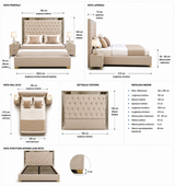 Letto Matrimoniale Contenitore 160x200 in Velluto Beige e Piedini Oro - Nexo Luxury