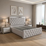 Letto Matrimoniale Contenitore 160x200 in Velluto Grigio con Swarovski - Nexo