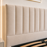 Letto Matrimoniale Contenitore 160x200 in Velluto Beige - Althea