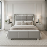 Letto Matrimoniale Contenitore 160x200 in Velluto Grigio e Piedini Argento - Cubo Luxury