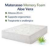 Materasso Memory Foam Altezza 20 cm - Aloe Vera