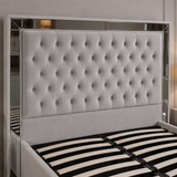 Letto Matrimoniale Contenitore 160x200 in Velluto Grigio e Piedini Argento - Nexo Luxury
