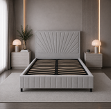 Letto Matrimoniale Contenitore 160x200 in Velluto Grigio - Aurora Prestige