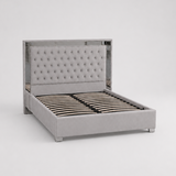 Letto Matrimoniale Contenitore 160x200 in Velluto Grigio e Piedini Argento - Nexo Luxury