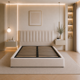 Letto Matrimoniale Contenitore 160x200 in Velluto Beige - Althea