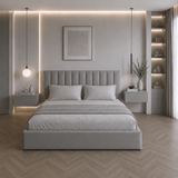 Letto Matrimoniale Contenitore 160x200 in Velluto Grigio - Althea