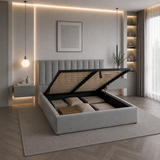 Letto Matrimoniale Contenitore 160x200 in Velluto Grigio - Althea