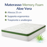 Materasso Memory Foam Altezza 25 cm - Aloe Vera