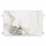 Tavolo 160x90 con piano in ceramica effetto marmo bianco gambe bianche - OBSIDIAN