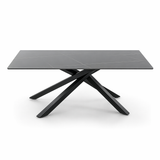 Tavolo 160x90 con piano in ceramica effetto marmo nero e gambe nere - ECLIPSE