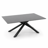 Tavolo 160x90 con piano in ceramica effetto marmo nero e gambe nere - ECLIPSE