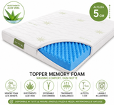 Topper Memory Foam 5 cm Sfoderabile - Aloe Vera
