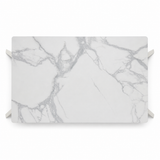 Tavolo 160x90 con piano in ceramica effetto marmo bianco gambe bianche - ATLAS