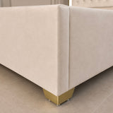 Letto Matrimoniale Contenitore 160x200 in Velluto Beige e Piedini Oro - Nexo Luxury