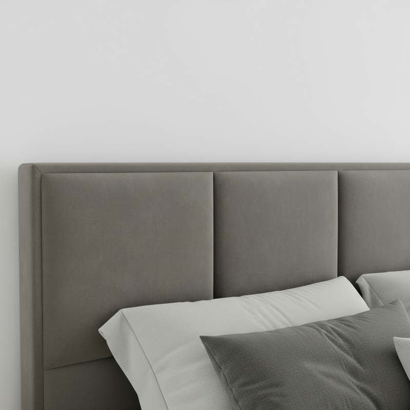 Letto Matrimoniale Contenitore 160x200 in Velluto Grigio e Piedini argento - Cubo