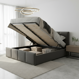 Letto Matrimoniale Contenitore 160x200 in Velluto Grigio e Piedini argento - Cubo