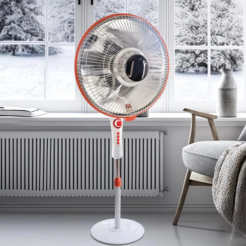 Stufa al Carbonio a Piantana 950W - Oscillante con Rotazione a 90° - Potenza Regolabile - Riscaldamento Potente, Calore Rapido e Sostenibile